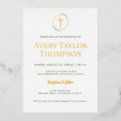 Elegante Echte Gouden Kruis Waterverf laurier Doop Folie Feestdagenkaart (Voorkant)