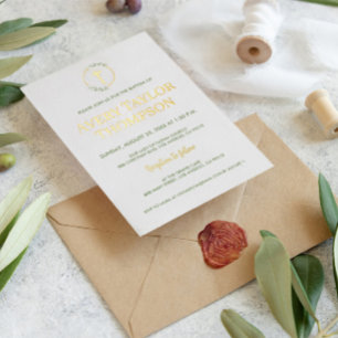 Elegante Echte Gouden Kruis Waterverf laurier Doop Folie Feestdagenkaart