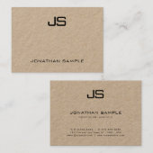 Elegante Echte Kraftpapier-Document Moderne Monogr Visitekaartje (Voorkant / Achterkant)