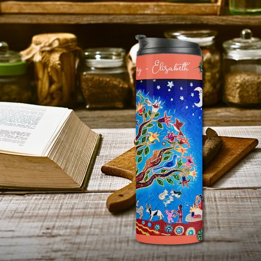 Elegante Eclectische Boho Boom van het Leven Thermosbeker