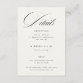 Elegante Ecru Black Calligraphy Wedding Details Informatiekaartje (Voorkant)