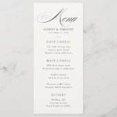 Elegante Ecru Black Calligraphy Wedding Menu (Voorkant)