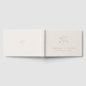Elegante Ecru en gouden monogram bruiloft Gastenboek (Volledig)