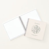 Elegante Ecru Salie Groene Bloemen Kruiden Bruidsf Notitieboek (Binnen)