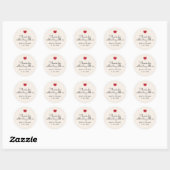 Elegante Ecru Witte Rode Hart bruiloft Dank u Ronde Sticker (Vel)