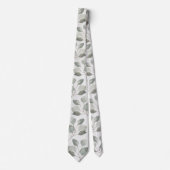 Elegante Ecru Zilveren Dollar Eucalyptus Bruiloft Stropdas (Voorkant)