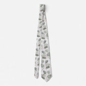 Elegante Ecru Zilveren Dollar Eucalyptus Bruiloft Stropdas (Achterkant)