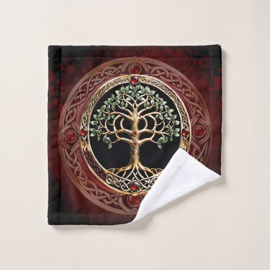Elegante edele boom van het leven met keltische kn bad handdoek (Wasdoekje)