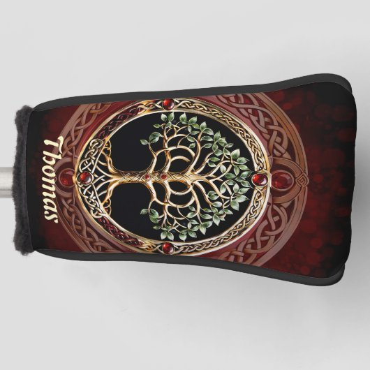 Elegante edele boom van het leven met keltische kn golfheadcover (Voorkant)