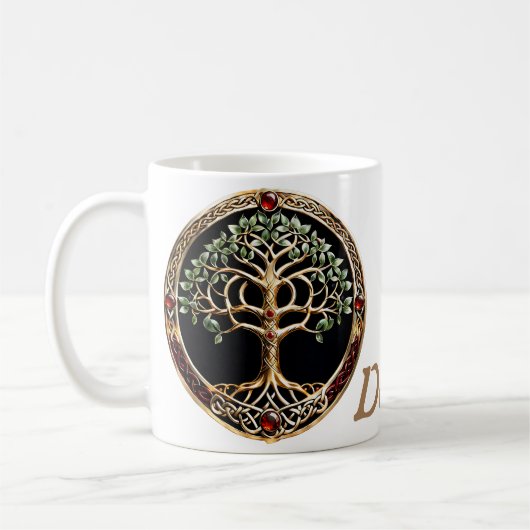 Elegante edele boom van het leven met keltische kn koffiemok (Links)