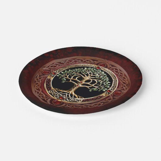 Elegante edele boom van het leven met keltische kn papieren bordje (Gekanteld)