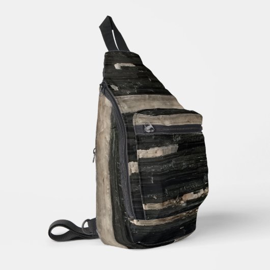 Elegante edelsteen Abstract foto zwart wit edelste Sling Bag (Linkerhoek)