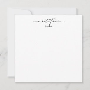 Elegante "Een brief van" in eenvoudig zwart en wit Notitiekaartje