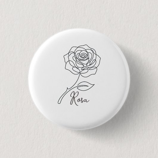 Elegante één lijn roos knop ronde button 3,2 cm (Voorkant)
