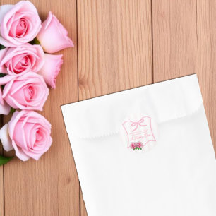 Elegante Eén Strik Bloem Eerste Verjaardag Ronde Sticker