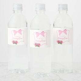 Elegante Eén Strik Bloemige 1e Verjaardag Waterfles Etiket