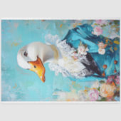 Elegante eend in blauw pak met Rozen Decoupage Tissuepapier (Voorkant)