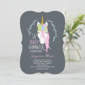 Elegante Eenhoorn Baby shower Invitation Kaart (Staand voorkant)