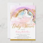 Elegante eenhoorn baby shower meisje pastel regenb kaart (Voorkant)
