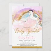Elegante eenhoorn baby strooi meisje pastel regenb kaart (Voorkant)