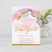 Elegante eenhoorn baby strooi meisje pastel regenb kaart (Staand voorkant)