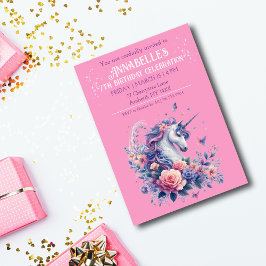 Elegante Eenhoorn Mooie Roze Paarse Meisjes Verjaa Kaart