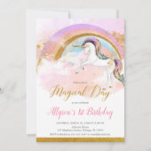 Elegante eenhoorn pastel regenboog meisje verjaard kaart (Voorkant)