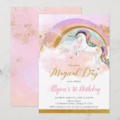 Elegante eenhoorn pastel regenboog meisje verjaard kaart (Voorkant / Achterkant)