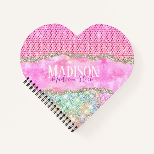 Elegante eenhoorn roze glitters rijststeentjes mon notitieboek (Voorkant)