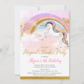 Elegante eenhoorn sluimer feest verjaardag roze go kaart (Voorkant)