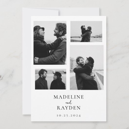 Elegante eenvoud fotocollage bruiloft kaart (Achterkant)