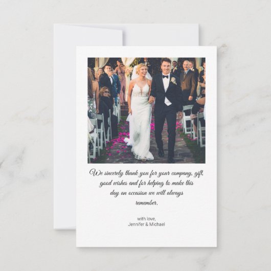 Elegante eenvoudige 5 foto's bruiloft collage bedankkaart (Achterkant)