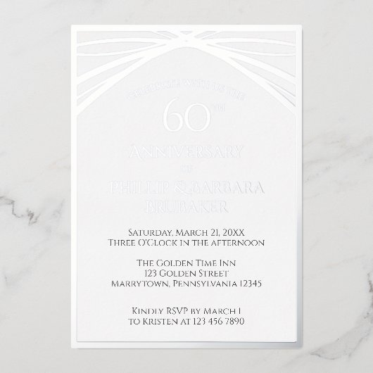 Elegante eenvoudige 60ste bruiloft Jubileum partij Folie Uitnodiging (Voorkant)
