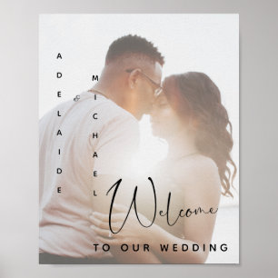 Elegante Eenvoudige Aangepaste Foto Bruiloft Welko Poster