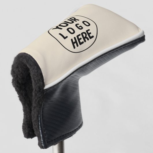 Elegante Eenvoudige Aangepaste Logo Hier Beige Golfheadcover (3/4 voorkant)