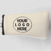 Elegante Eenvoudige Aangepaste Logo Hier Beige Golfheadcover (Voorkant)