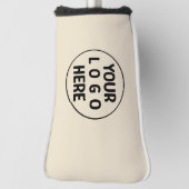 Elegante Eenvoudige Aangepaste Logo Hier Beige Golfheadcover (Draai 90)