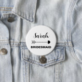 Elegante & Eenvoudige Aangepaste Naam Bruidsmeisje Ronde Button 7,6 Cm (In situ)