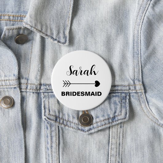 Elegante & Eenvoudige Aangepaste Naam Bruidsmeisje Ronde Button 7,6 Cm (In situ)