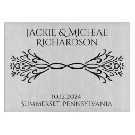 Elegante eenvoudige aangepaste namen Datum Bruilof Snijplank