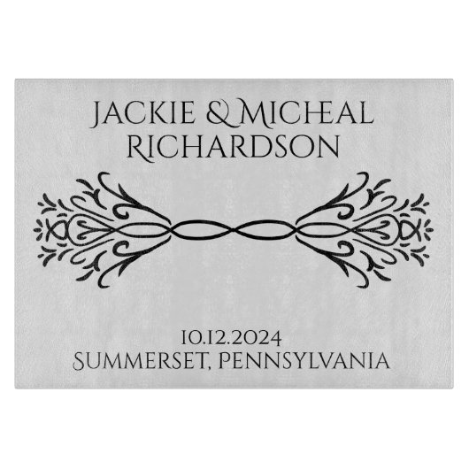 Elegante eenvoudige aangepaste namen Datum Bruilof Snijplank (Voorkant)