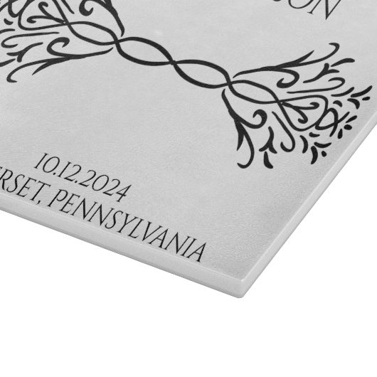 Elegante eenvoudige aangepaste namen Datum Bruilof Snijplank (Hoek)