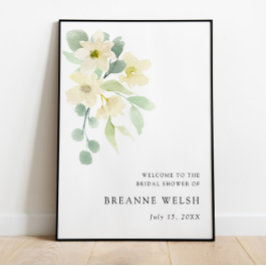 Elegante Eenvoudige Aquarel Bruiloft Feest Welkom Poster