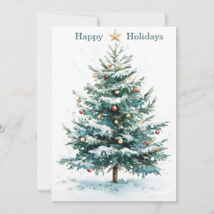 Elegante Eenvoudige Aquarel Kerstboom Op Maat Feestdagenkaart