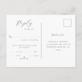 Elegante Eenvoudige Aquarel Strand Bruiloft Maalti Uitnodiging Briefkaart (Achterkant)