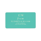 Elegante Eenvoudige Aquatische Awe met Monogram Hu Etiket (Voorkant)