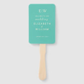 Elegante Eenvoudige Aquatische Awe met Monogram Hu Handwaaier (Voorkant)