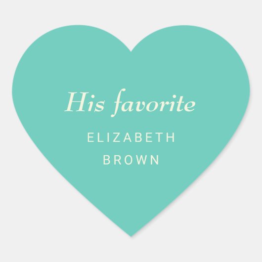 Elegante Eenvoudige Aquatische Awe met Monogram Hu Hart Sticker (Voorkant)