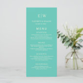Elegante Eenvoudige Aquatische Awe met Monogram Hu Menu (Staand voorkant)