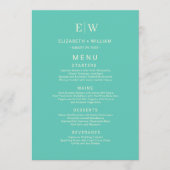 Elegante Eenvoudige Aquatische Awe met Monogram Hu Menu (Voorkant)